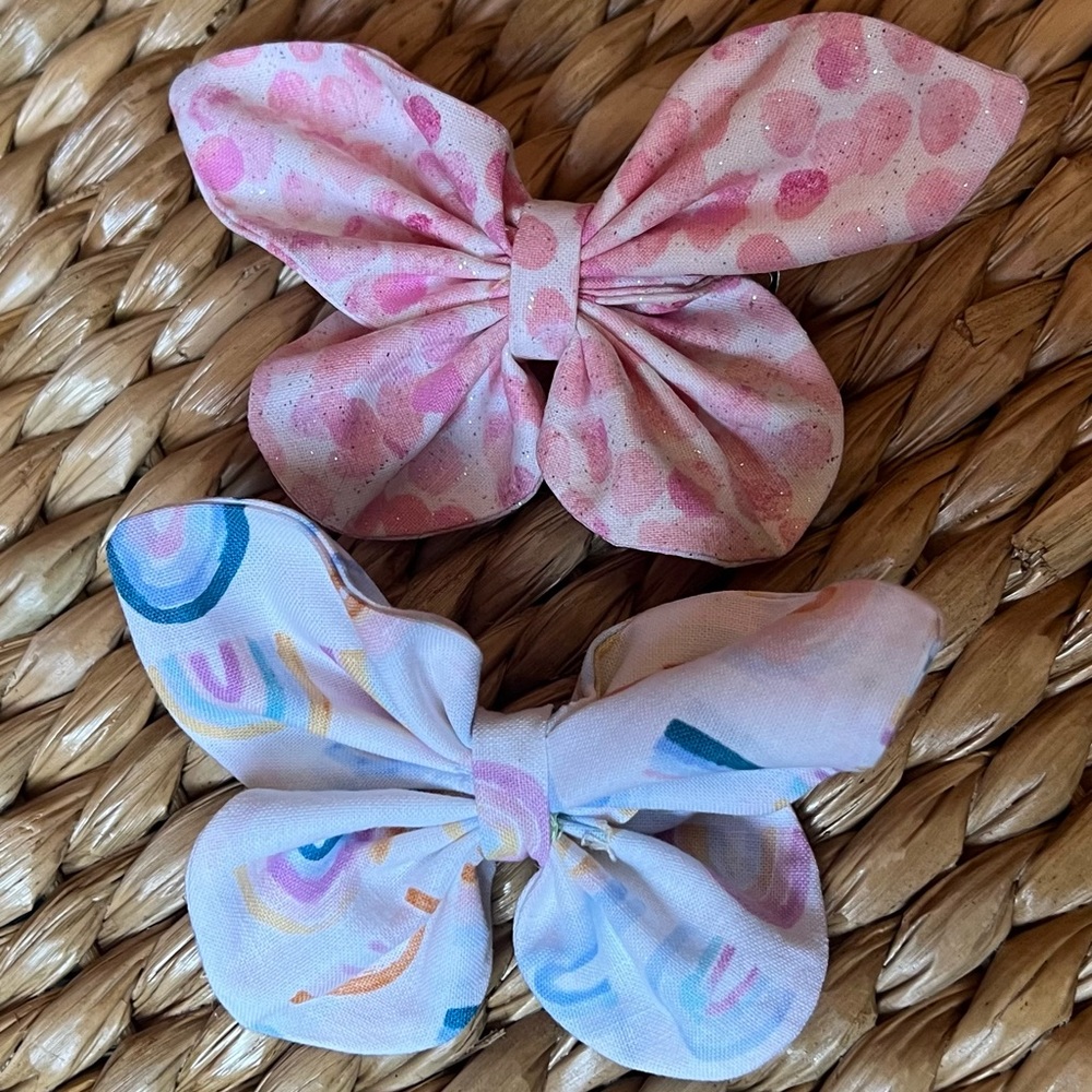 2 NEW Hair Bows Butterflies Hair Clios Accessories Girls Toddlers Baby Summer Sp